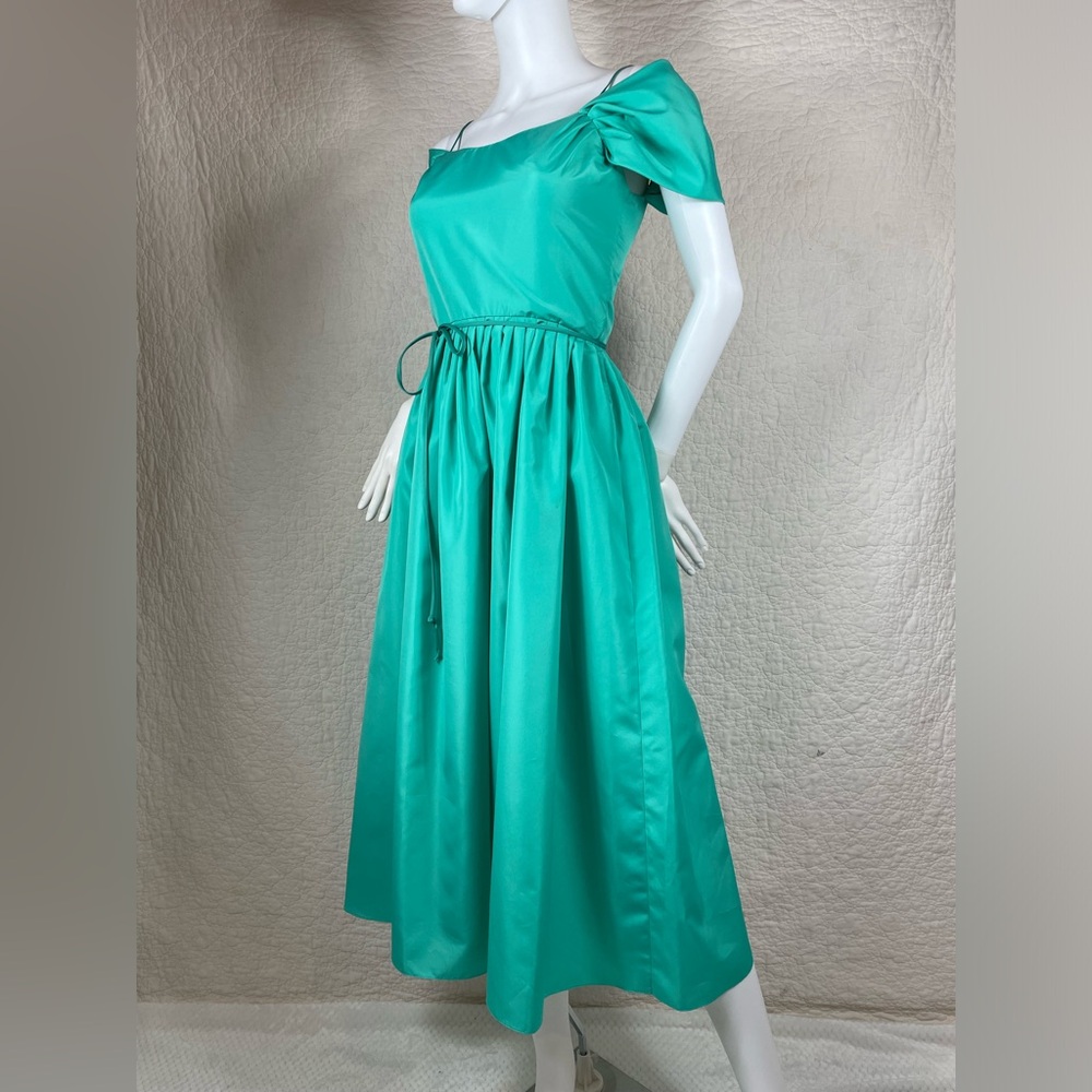🔥Vintage House Of Bianchi Off The Shoulder Green Teal Prom, Party Dress